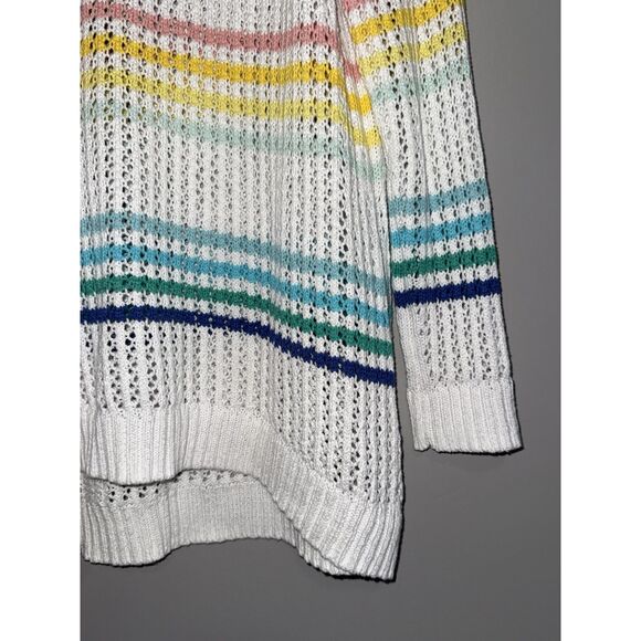 Talbots Open Stitch Knit Raglan Sweater Rainbow Stripe Preppy Academia Casual 1X - Picture 6 of 14